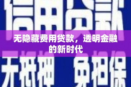 小金无隐藏费用贷款，透明金融的新时代