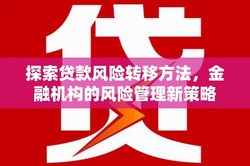 小金探索贷款风险转移方法，金融机构的风险管理新策略