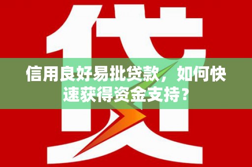 小金信用良好易批贷款，如何快速获得资金支持？