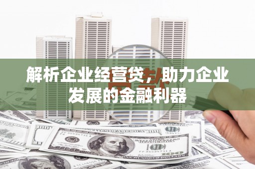小金解析企业经营贷，助力企业发展的金融利器