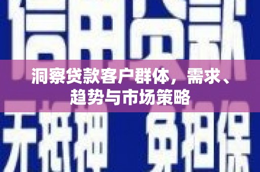 小金洞察贷款客户群体，需求、趋势与市场策略