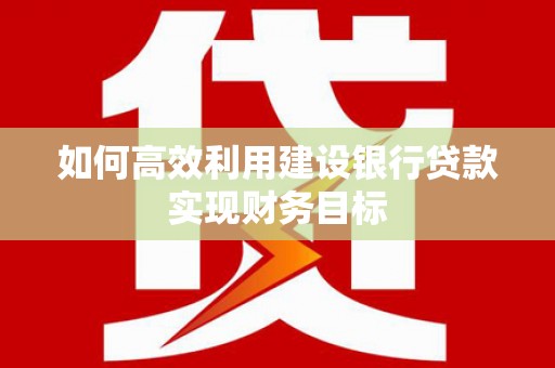 小金如何高效利用建设银行贷款实现财务目标