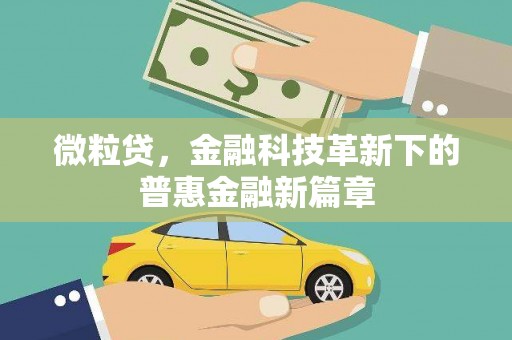 小金微粒贷，金融科技革新下的普惠金融新篇章