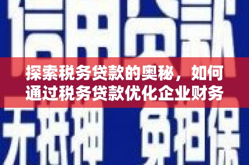 小金探索税务贷款的奥秘，如何通过税务贷款优化企业财务