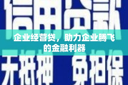 小金企业经营贷，助力企业腾飞的金融利器