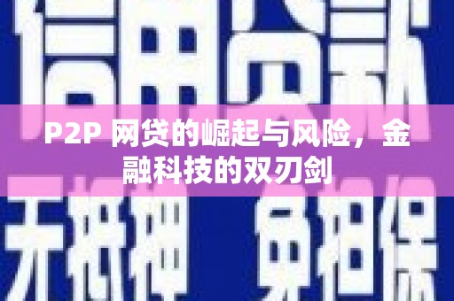 小金P2P 网贷的崛起与风险，金融科技的双刃剑
