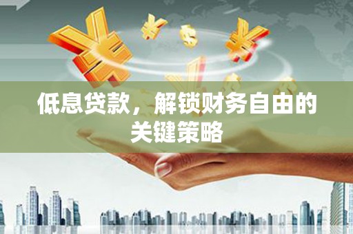 小金低息贷款，解锁财务自由的关键策略