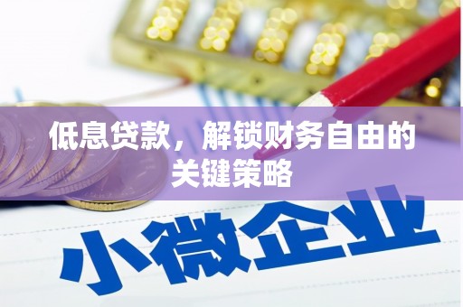 小金低息贷款，解锁财务自由的关键策略