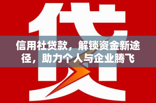 小金信用社贷款，解锁资金新途径，助力个人与企业腾飞