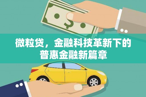 小金微粒贷，金融科技革新下的普惠金融新篇章