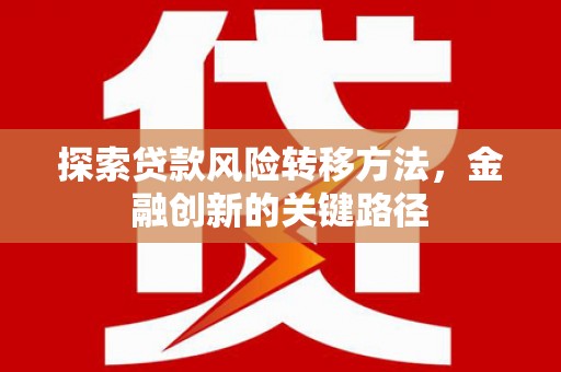 小金探索贷款风险转移方法，金融创新的关键路径